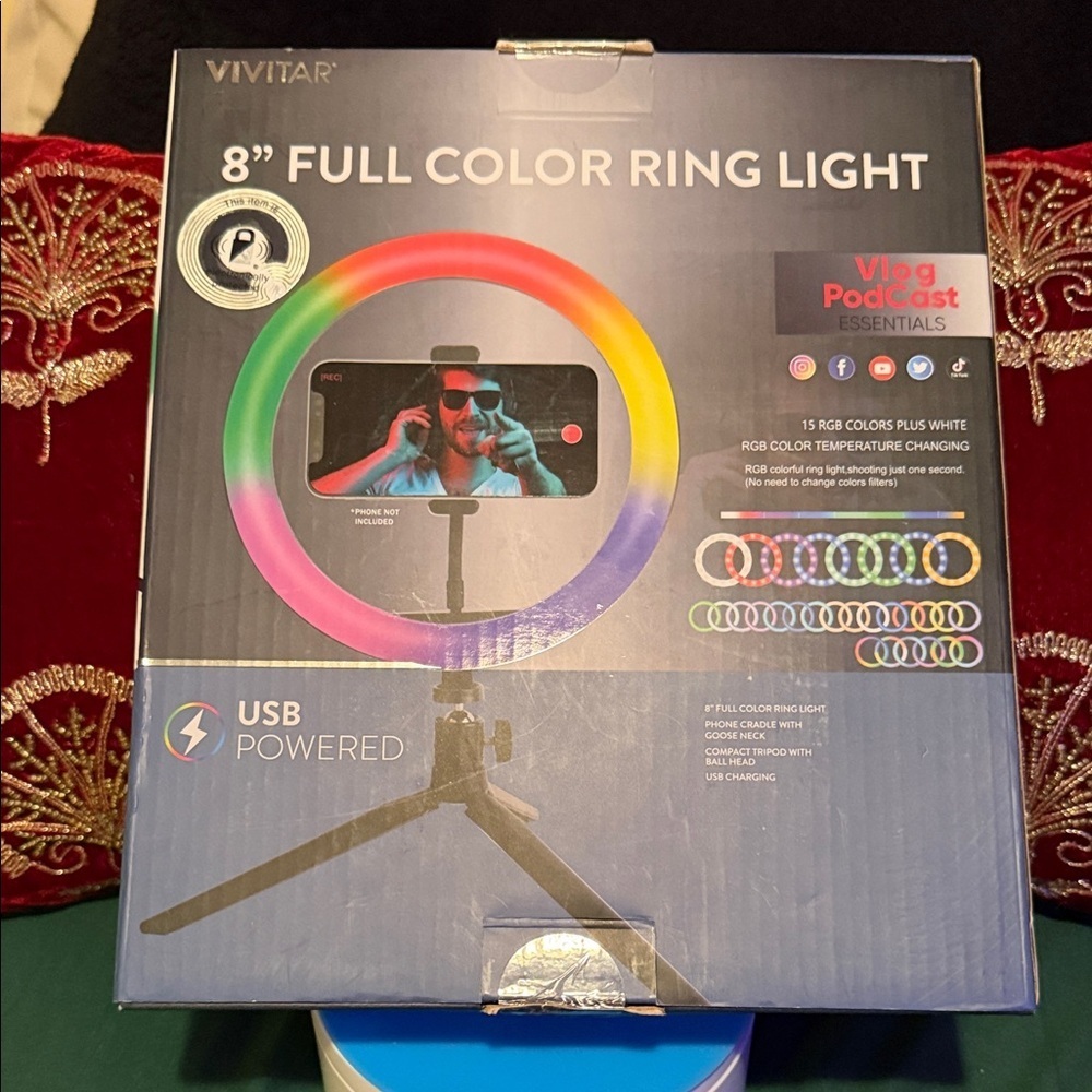 Vivitar 8" Full Color Ring Light - Black - Picture 2 of 2